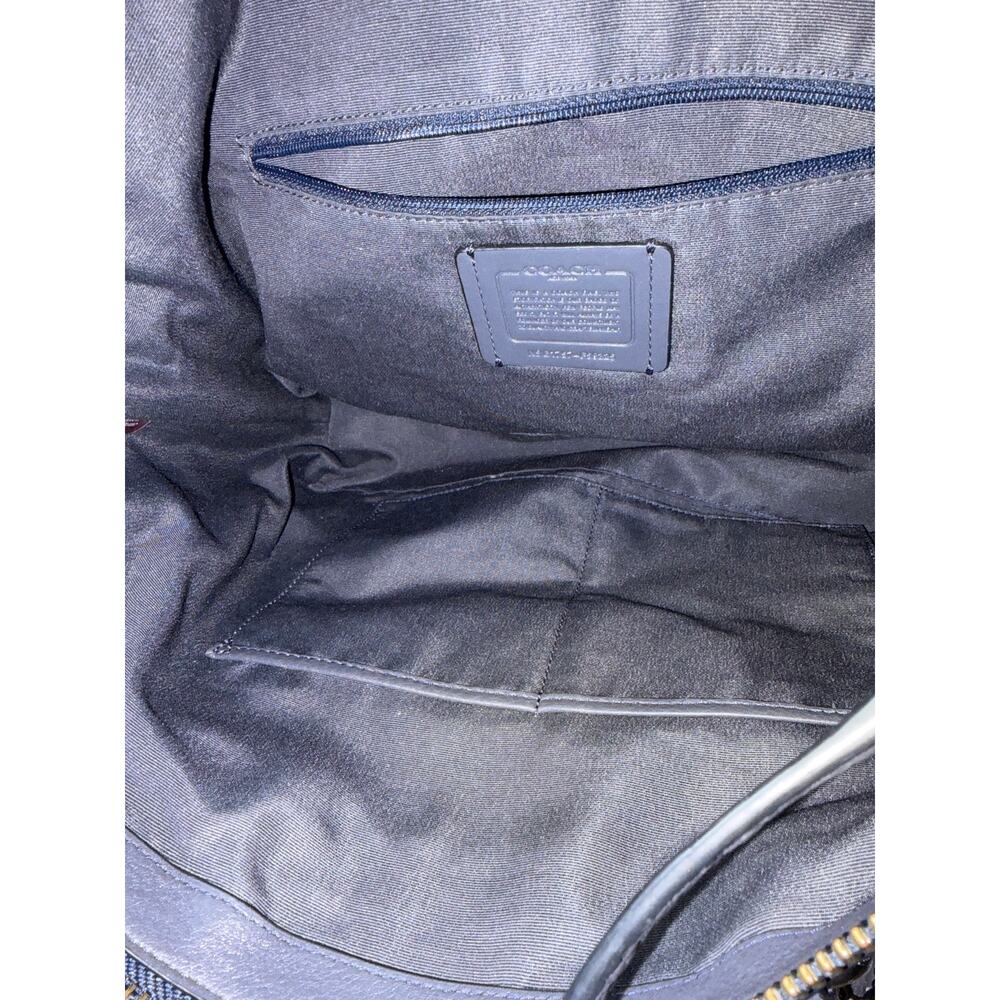 Coach F59325 Pebble Leather Lenox Satchel  Crossbody 2 Way Dark Navy Gray EUC - Picture 9 of 9